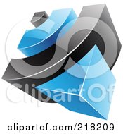 Poster, Art Print Of Abstract 3d Blue And Black Rss Logo Icon