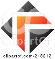 Poster, Art Print Of Abstract Orange And Black Arrow Logo Icon