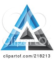 Abstract Blue And Black Pyramid Or Triangle Icon