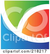 Poster, Art Print Of Abstract Curved Orange White Green And Blue Logo Icon Or Background