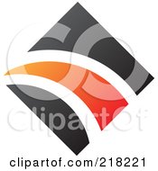 Poster, Art Print Of Abstract Orange And Black Diamond And Path Logo Icon