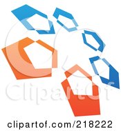 Poster, Art Print Of Abstract Tilted Circle Of Blue And Orange Arrows Logo Icon