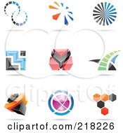 Poster, Art Print Of Digital Collage Of Abstract Logo Icons With Shadows - 21