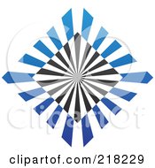 Poster, Art Print Of Abstract Black And Blue Diamond Logo Icon