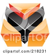 Poster, Art Print Of Abstract Orange And Black V Or Arrow Logo Icon