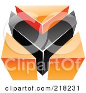 Royalty Free RF Clipart Illustration Of An Abstract Orange And Black V Or Arrow Logo Icon