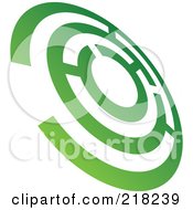 Royalty Free RF Clipart Illustration Of An Abstract Tilted Green Maze Circle Logo Icon by cidepix