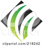 Royalty Free RF Clipart Illustration Of An Abstract Green And Black Grassy Diamond Logo Icon