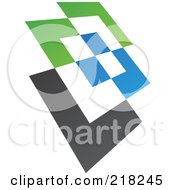 Royalty Free RF Clipart Illustration Of An Abstract Green Blue And Black Logo Icon