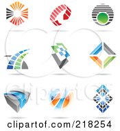 Poster, Art Print Of Digital Collage Of Abstract Logo Icons With Shadows - 8