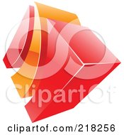 Poster, Art Print Of Abstract Orange And Red Swoosh And Cube Logo Icon - 1