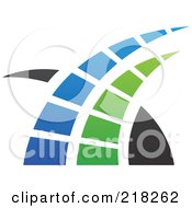 Poster, Art Print Of Abstract Blue Green And Black Swoosh Logo Icon - 1