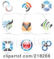 Poster, Art Print Of Digital Collage Of Abstract Logo Icons With Shadows - 9