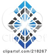 Poster, Art Print Of Abstract Bursting Blue And Black Diamond Logo Icon