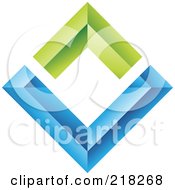 Poster, Art Print Of Abstract Blue And Green Diamond Wall Logo Icon