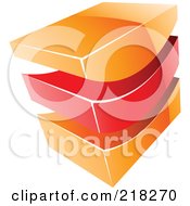 Poster, Art Print Of Abstract Orange And Red Swoosh And Cube Logo Icon - 2