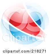 Poster, Art Print Of Abstract Blurry Blue And Red Orb In Motion Logo Icon