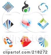 Poster, Art Print Of Digital Collage Of Abstract Logo Icons With Shadows - 6