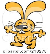 Royalty Free RF Clipart Illustration Of An Orange Cartoon Rabbit Dancing 3 by Zooco