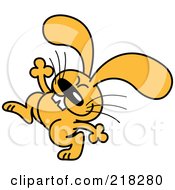 Royalty Free RF Clipart Illustration Of An Orange Cartoon Rabbit Dancing 5 by Zooco