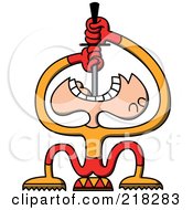 Circus Man Sitting On A Stool And Swallowing A Sword
