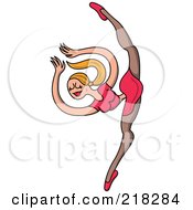 Female Circus Dancer In A Pink Outfit Balanced On One Leg