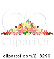 Poster, Art Print Of Border Of Ladybugs And Colorful Flowers