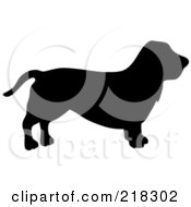 Black Silhouetted Basset Hound Dog In Profile