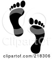 Royalty Free RF Clipart Illustration Of A Pair Of Black Human Footprints by Pams Clipart
