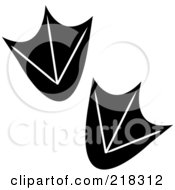 Royalty Free RF Clipart Illustration Of A Pair Of Black And White Duck Tracks by Pams Clipart
