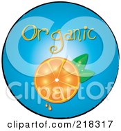 Poster, Art Print Of Organic Halved Orange On A Blue Circle