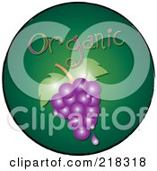 Poster, Art Print Of Bunch Of Juicy Organic Purple Grapes On A Green Circle