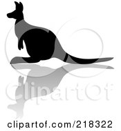 Poster, Art Print Of Silhouetted Black Kangaroo With A Reflection