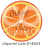 Orange Juice Words Over A Halved Orange