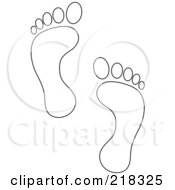 Royalty Free RF Clipart Illustration Of A Pair Of Outlined Human Footprints by Pams Clipart #COLLC218325-0007