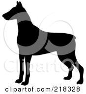Black Silhouetted Doberman Pinscher Dog In Profile