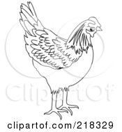 Royalty Free RF Clipart Illustration Of A Black And White Chicken Coloring Page Outline