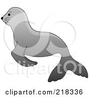Royalty Free RF Clipart Illustration Of A Cute Gray Baby Seal In Profile