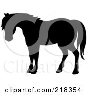 Royalty Free RF Clipart Illustration Of A Black Silhouetted Horse In Profile