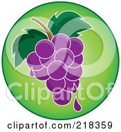 Poster, Art Print Of Bunch Of Juicy Purple Grapes On A Green Circle
