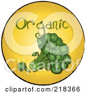Royalty Free RF Clipart Illustration Of Organic Broccoli On A Yellow Circle