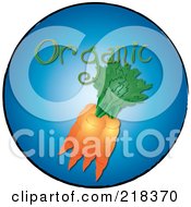 Royalty Free RF Clipart Illustration Of A Bundle Of Organic Orange Carrots On A Blue Circle