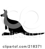 Poster, Art Print Of Black Silhouetted Kangaroo In Profile