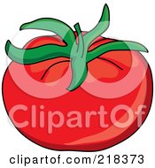 Royalty Free RF Clipart Illustration Of A Shiny Red Organic Beefy Tomato by Pams Clipart