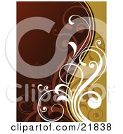 Poster, Art Print Of Curly White And Brown Vines Over An Orange And Brown Background