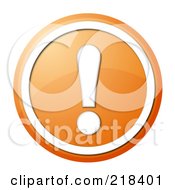 Poster, Art Print Of Round Orange And White Exclamation Point App Button