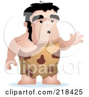 Royalty Free RF Clipart Illustration Of A Chubby Caveman Waving