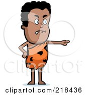 Royalty Free RF Clipart Illustration Of An Angry Black Caveman Pointing by Cory Thoman