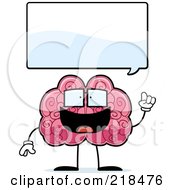 Poster, Art Print Of Smart Brain Looking Up At A Word Balloon