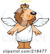 Poster, Art Print Of Angel Lion With White Wings And A Halo